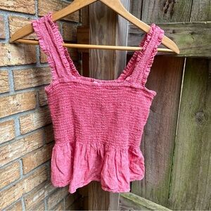 Anthropologie Pink Smocked Tank Top